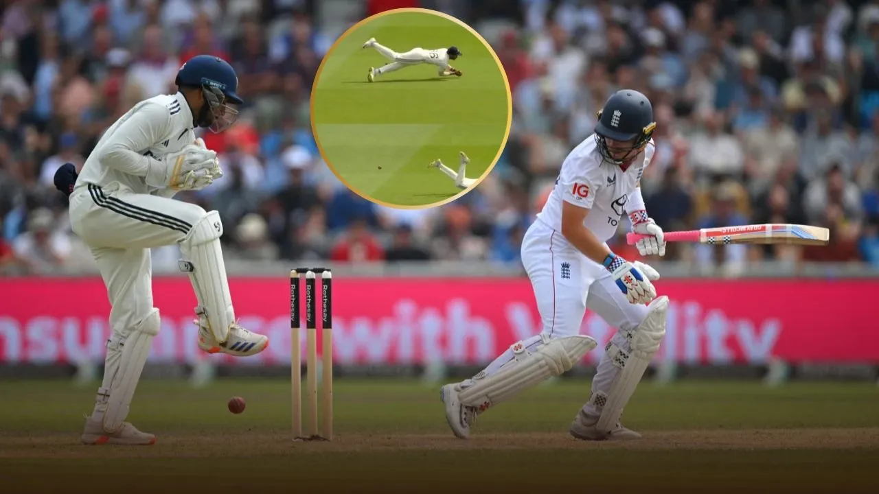 Sai sudarshan drop catch of ollie pope during IND vs ENG oval test