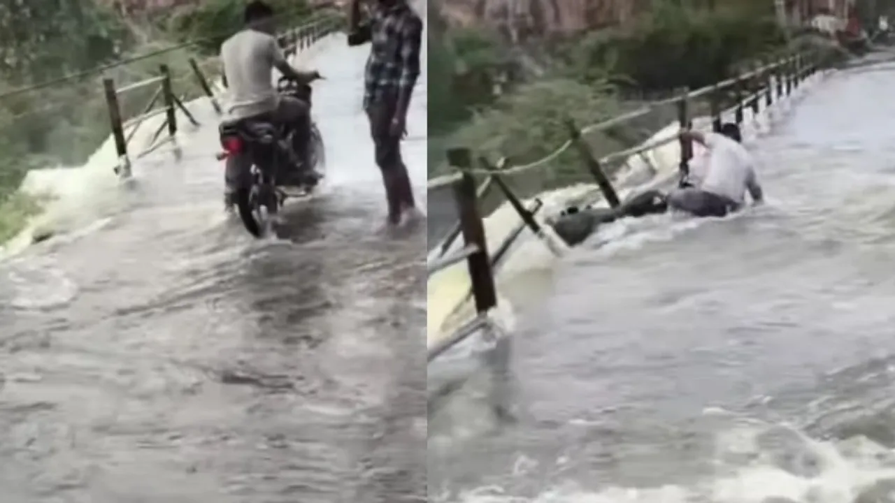 viral bike flood video