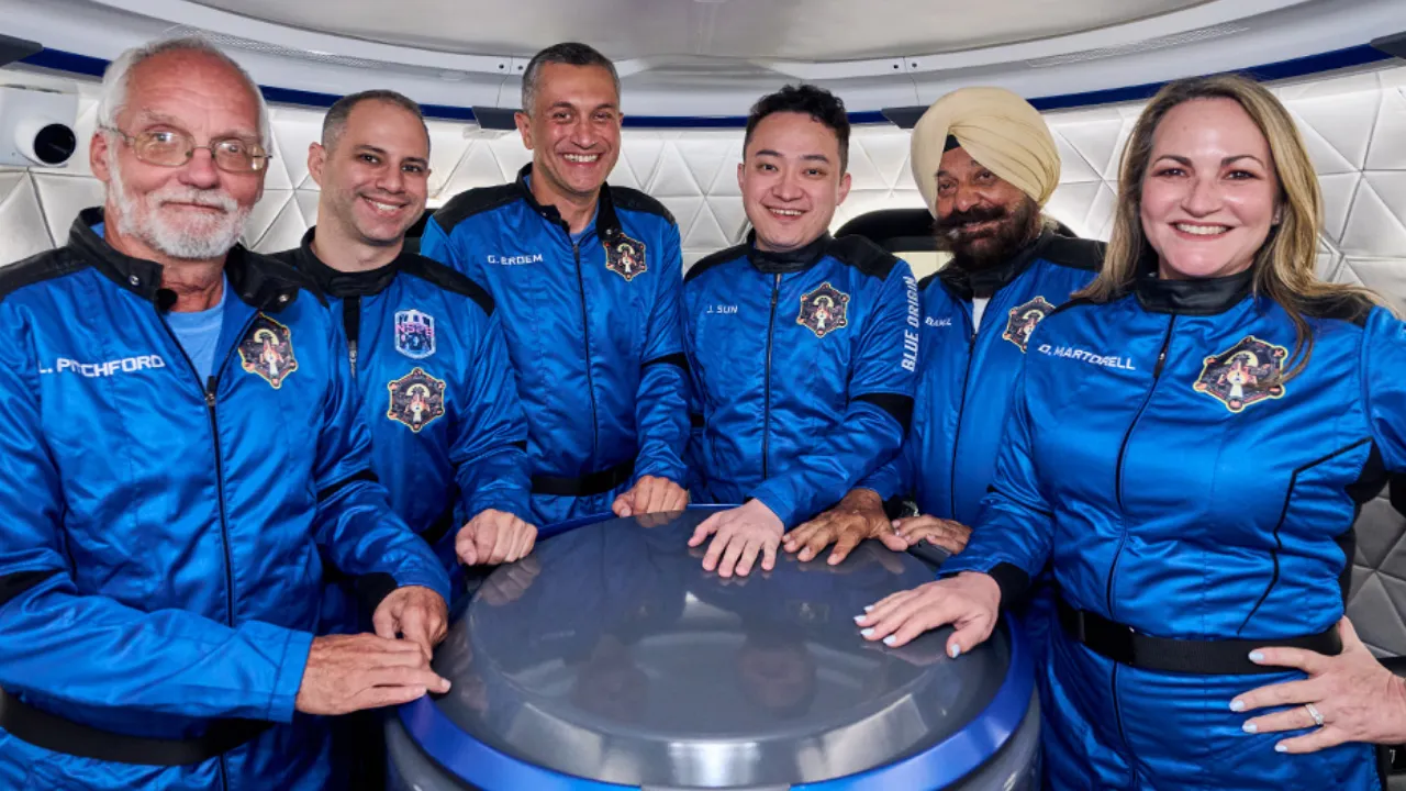 Jeff bezos blue Origin space mission launching today with Arvinder Singh Bahal