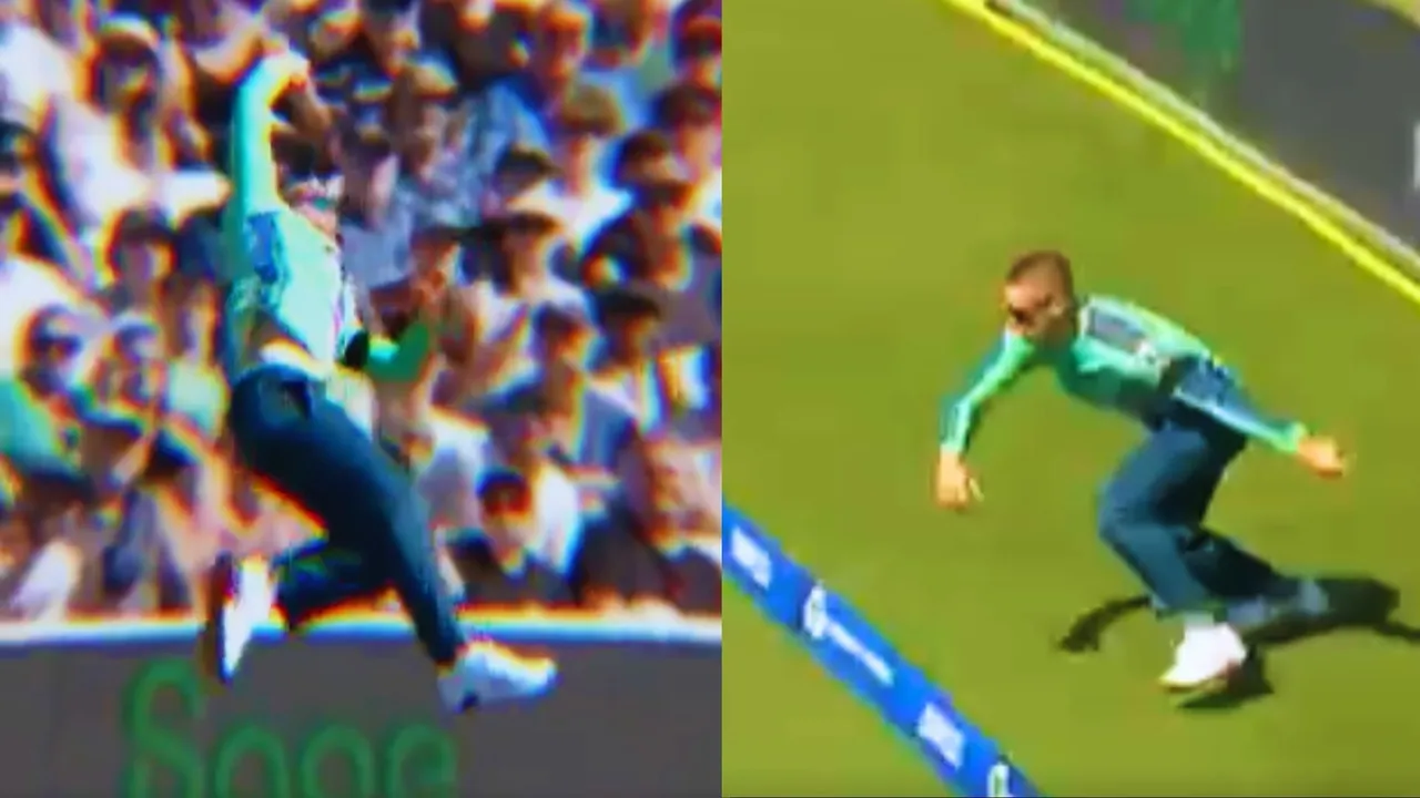 Will Jacks pulled off a miracle at the boundary rope to save a six in the hundred