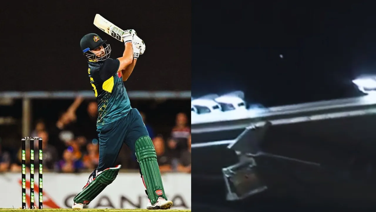 Tim David hit such a humongous six ball went straight to touch the roof of the stadium