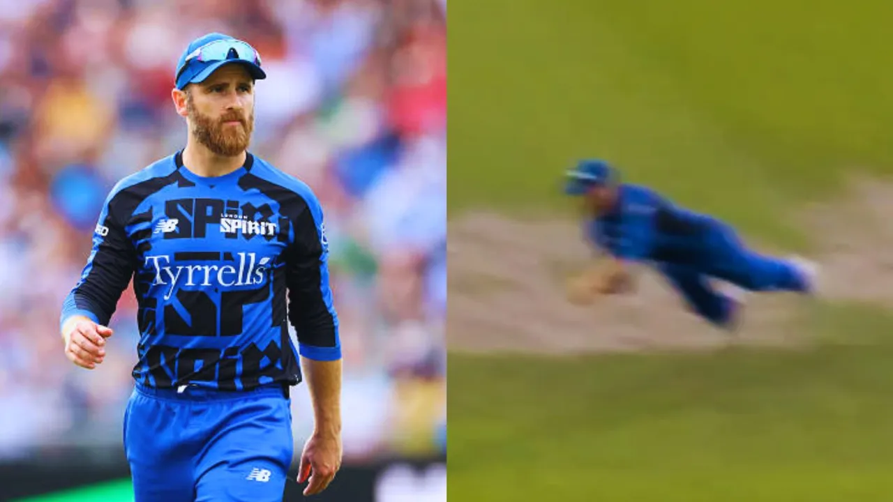 Kane williamson took a stunning catch in the hundred league which caught netizens eyes