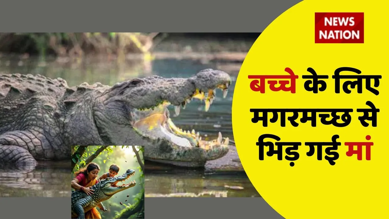 Behraich Mother Save Son from Crocodile