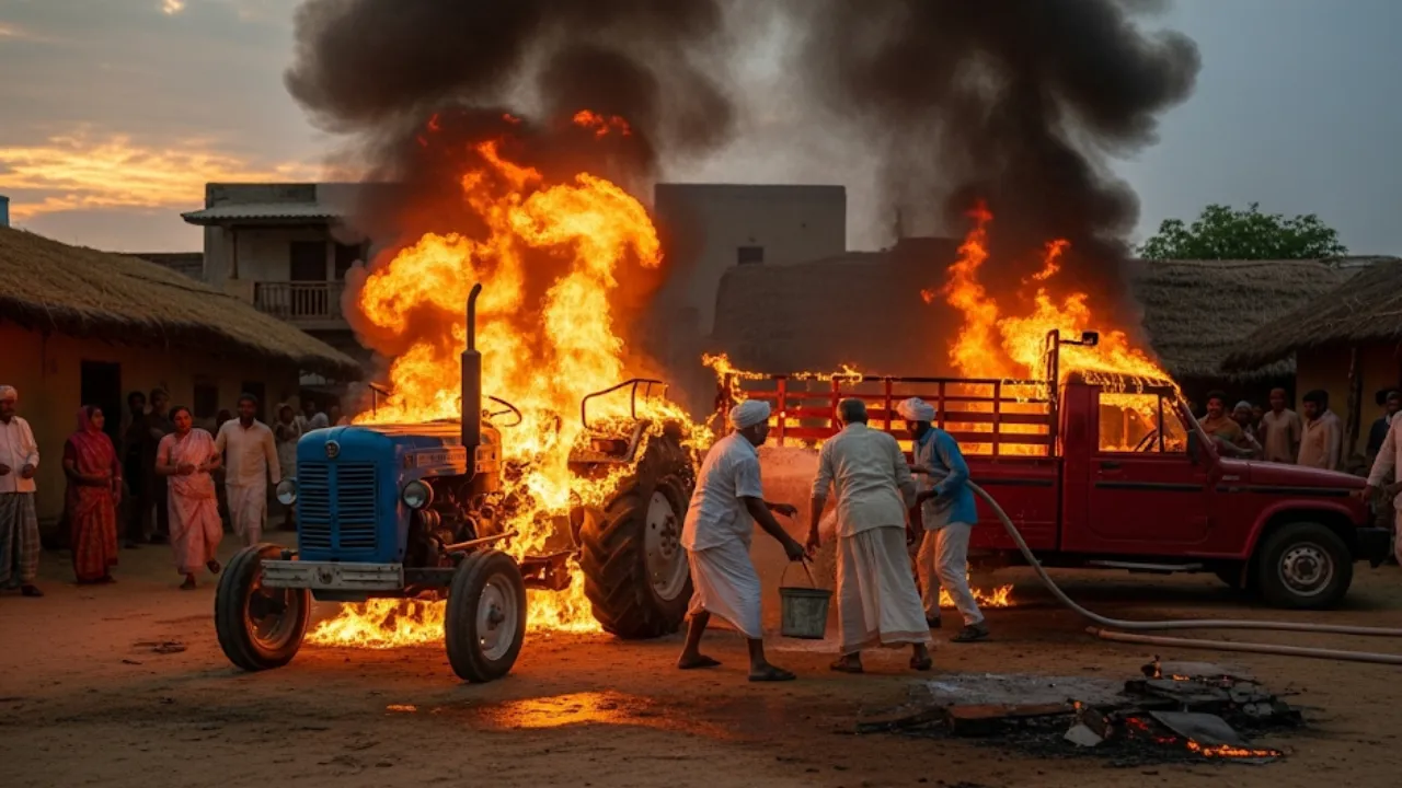 Maoist Burned Tractor and Pickup in Jharkhand Crime News