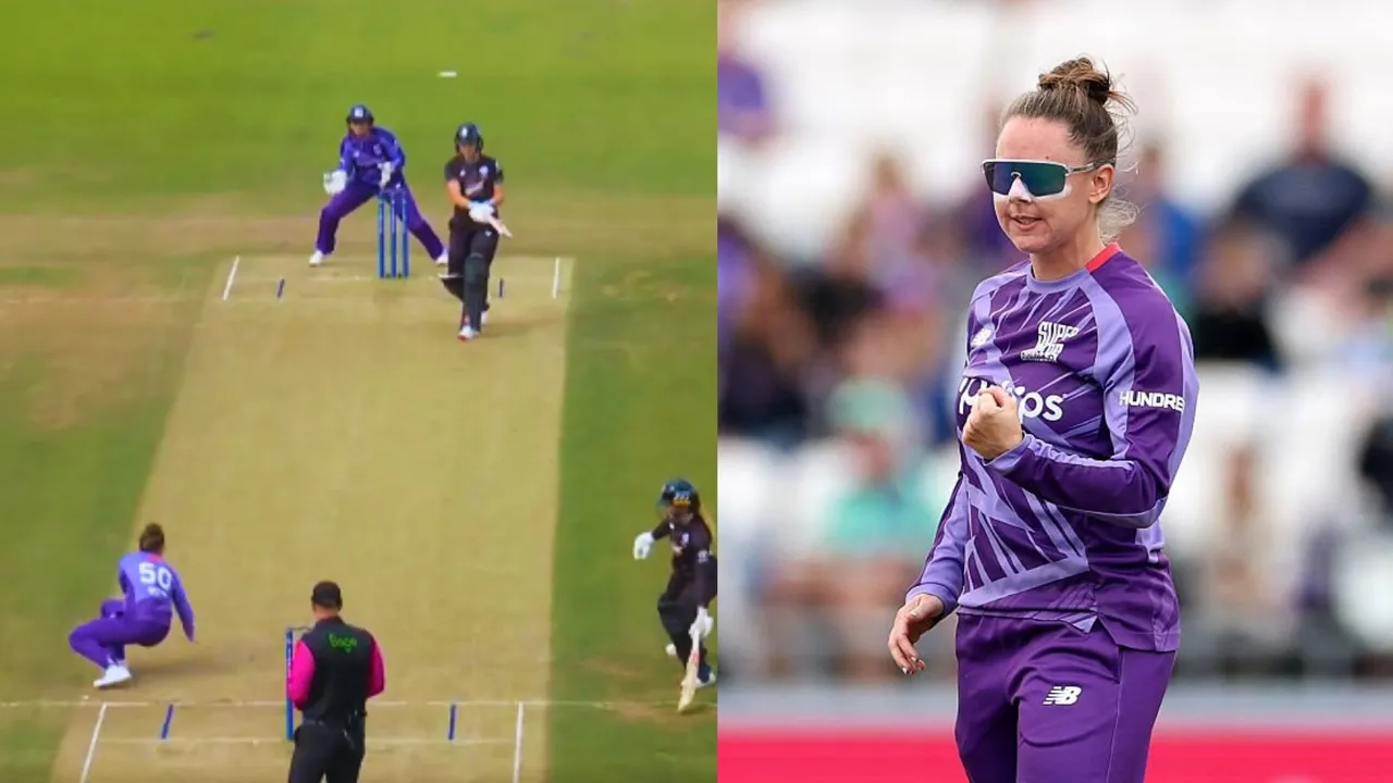 Linsey Smith took a stunning catch in her follow through during womens hundred league