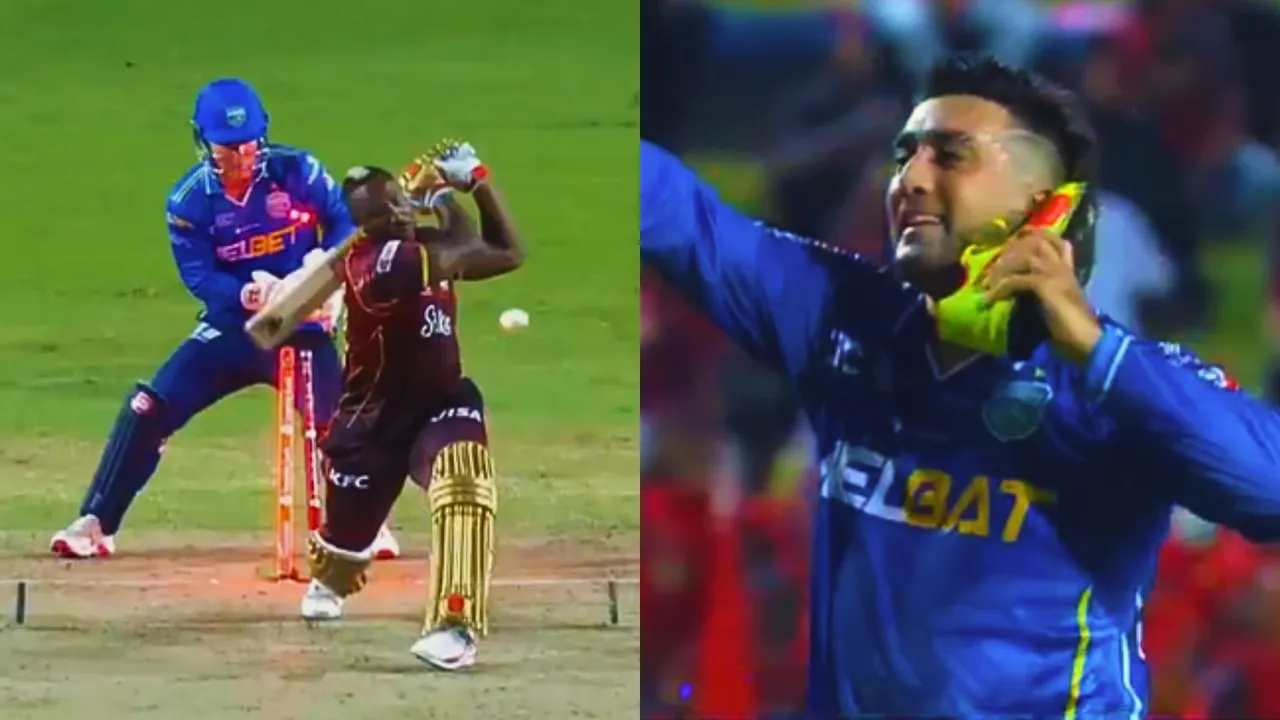 Tabraiz Shamsi unique celebration after he clean bowled Andre Russell video goes viral