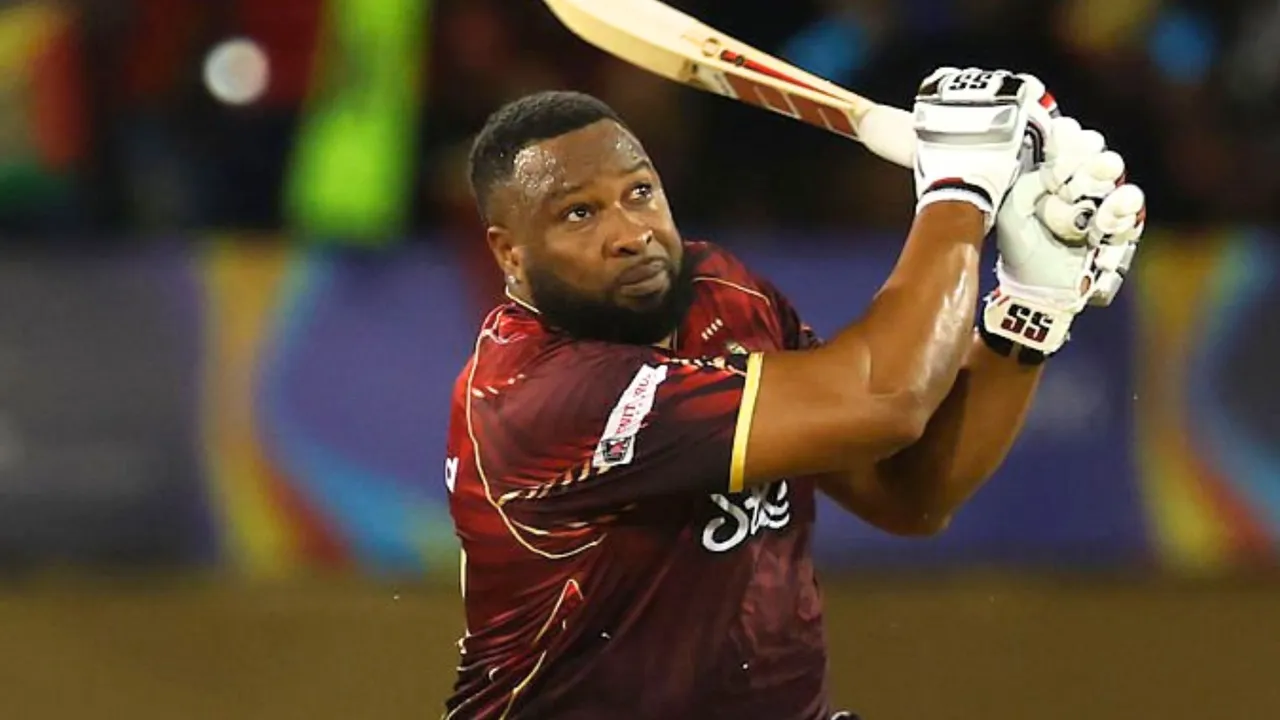 Kieron Pollard scored 50 in just 18 balls with only fours and sixes for trinbago knight riders