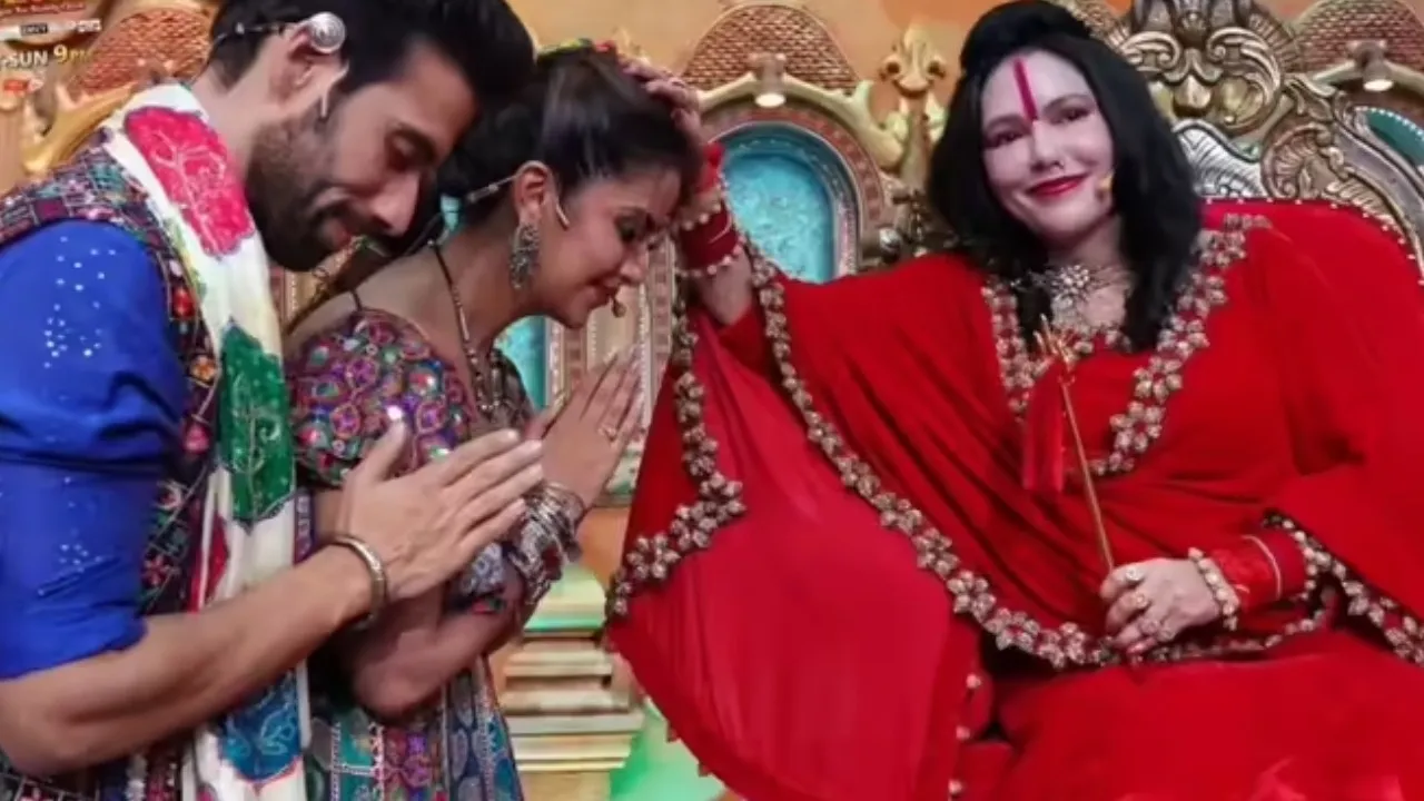 radhe maa enter in pati patni aur panga to give blessing avika gor and milind chandwani for marriage