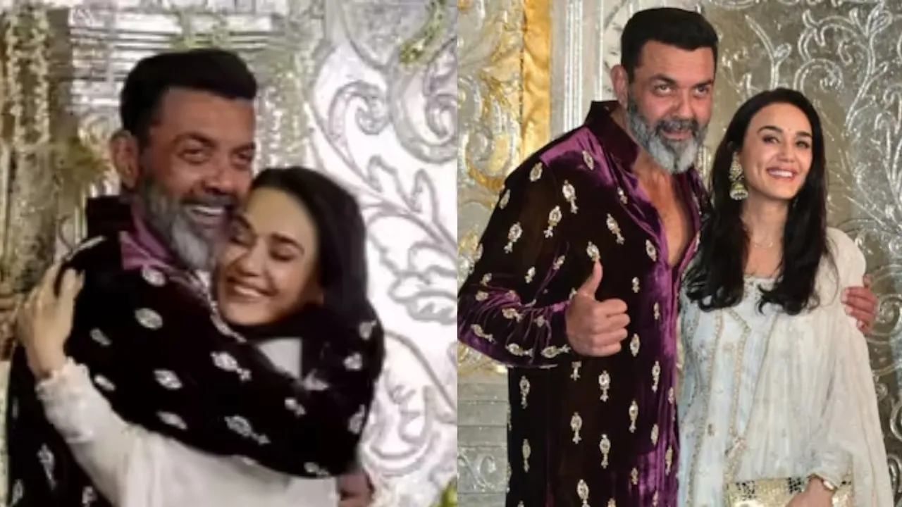 bobby deol meet preity zinta after 26 year at Manish malhotra diwali celebration video viral