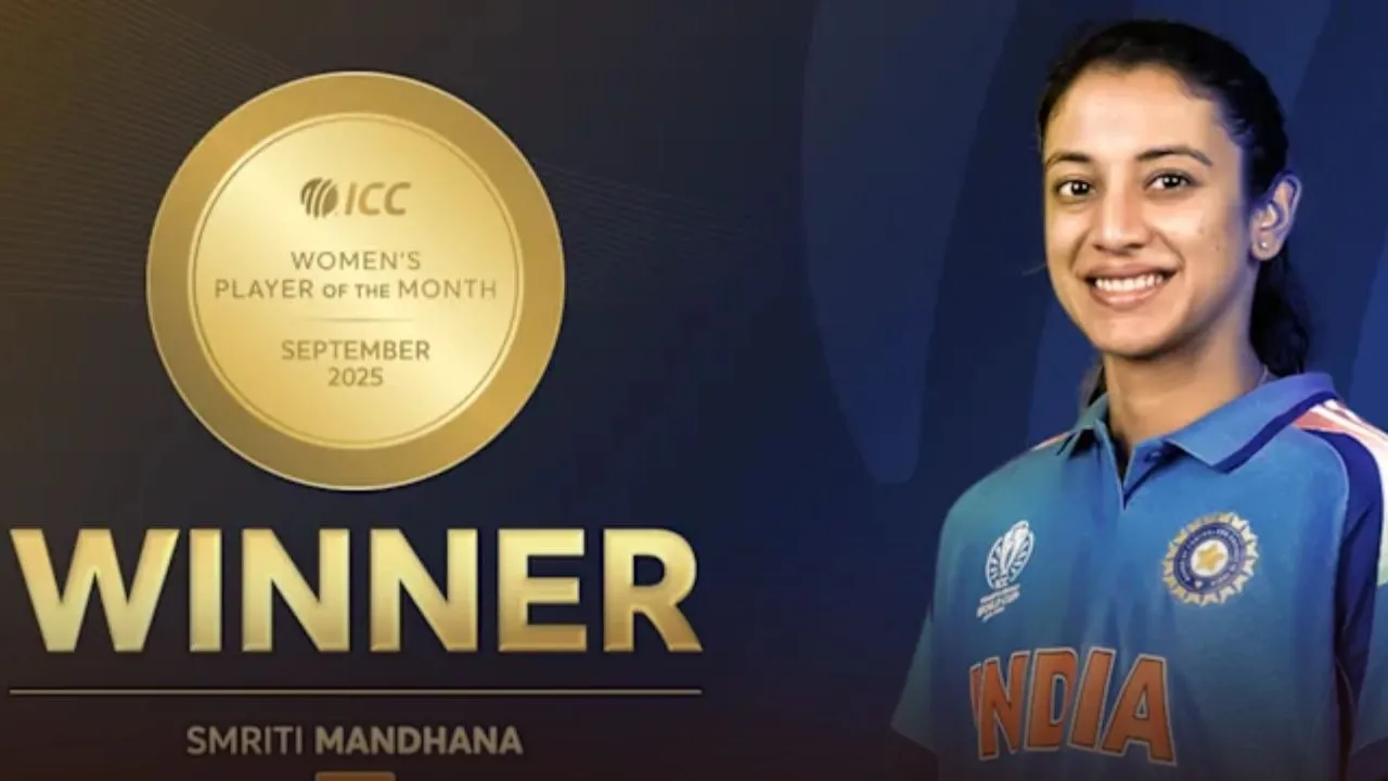 Smriti Mandhana won icc womens player of the month september award