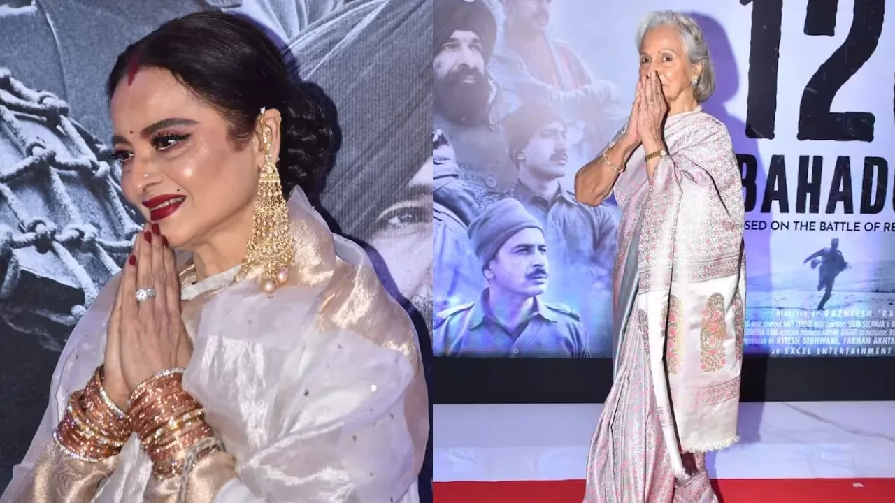 film 120 Bahadur screening rekha and Waheeda rehman spotted in beautiful look