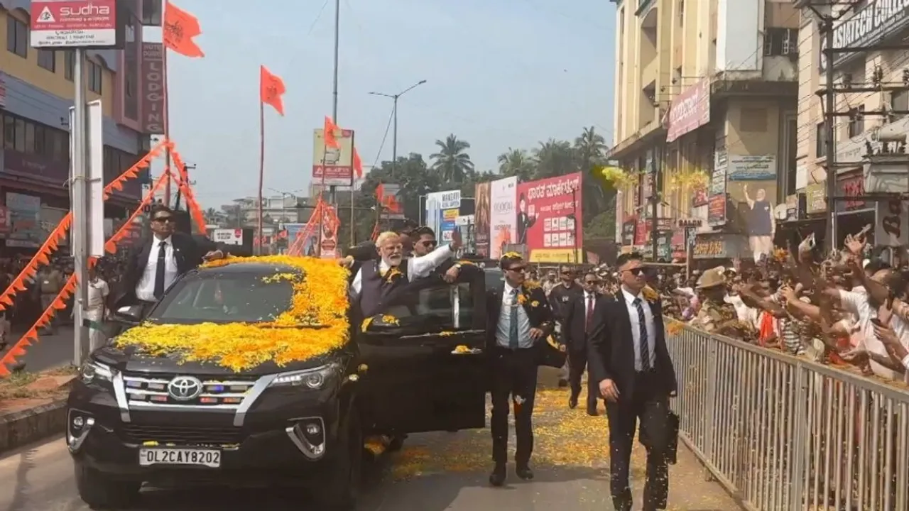 PM narendra Modi grand roadshow in Udupi