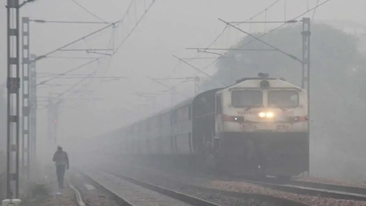 Train running late due to fog