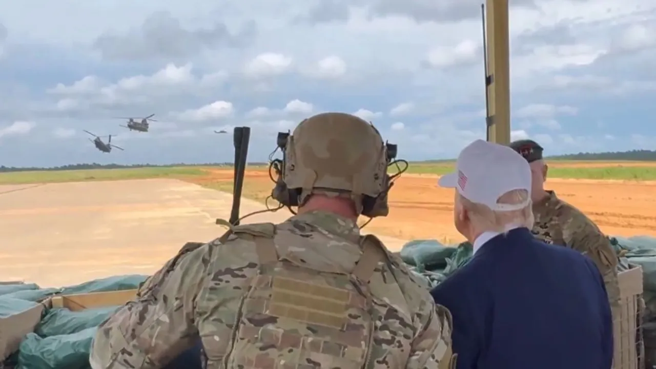 donald trump viral video military drill