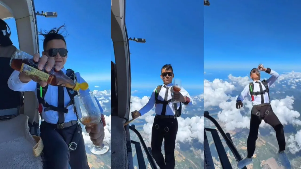 sky diving video trending