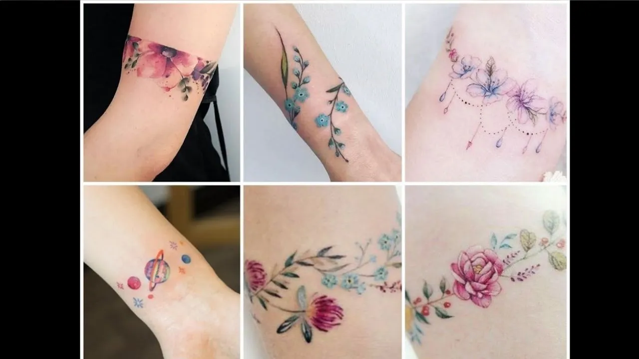 Flower bracelet tattoos