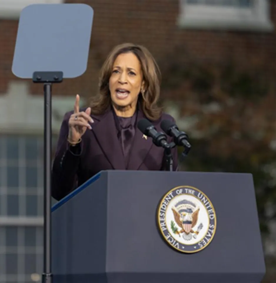 U.S. Democratic presidential candidate and Vice President Kamala Harris delivers a concession speech at Howard University