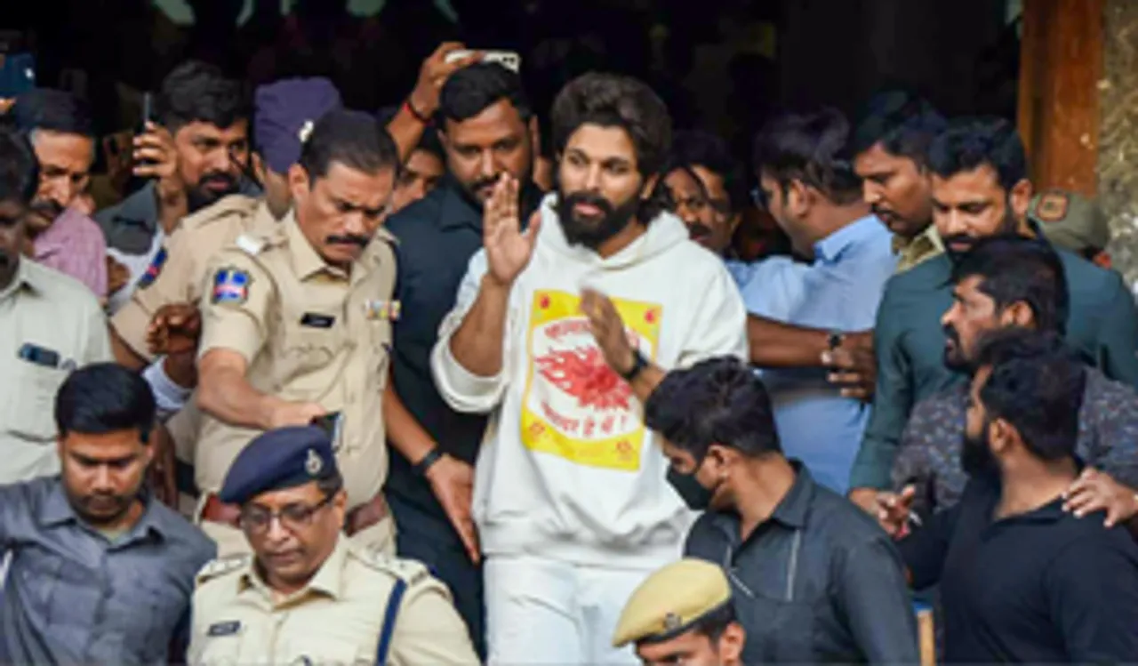 Hyderabad: Actor Allu Arjun leaves from Gandhi Hospital after a medical check-up following his arrest