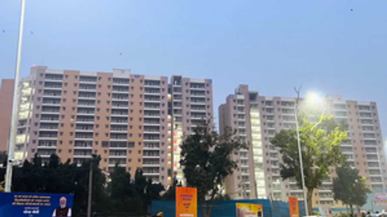 New Delhi: A view of the newly constructed flats under the Slum Rehabilitation Project at Swabhimaan Apartments