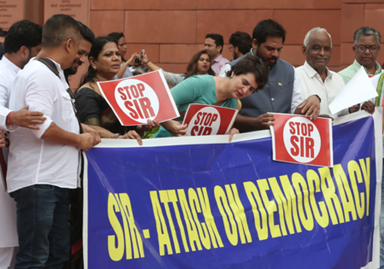 New Delhi: Opposition MPs Protests in Parliament Over Alleged Voter Roll Tampering in Bihar