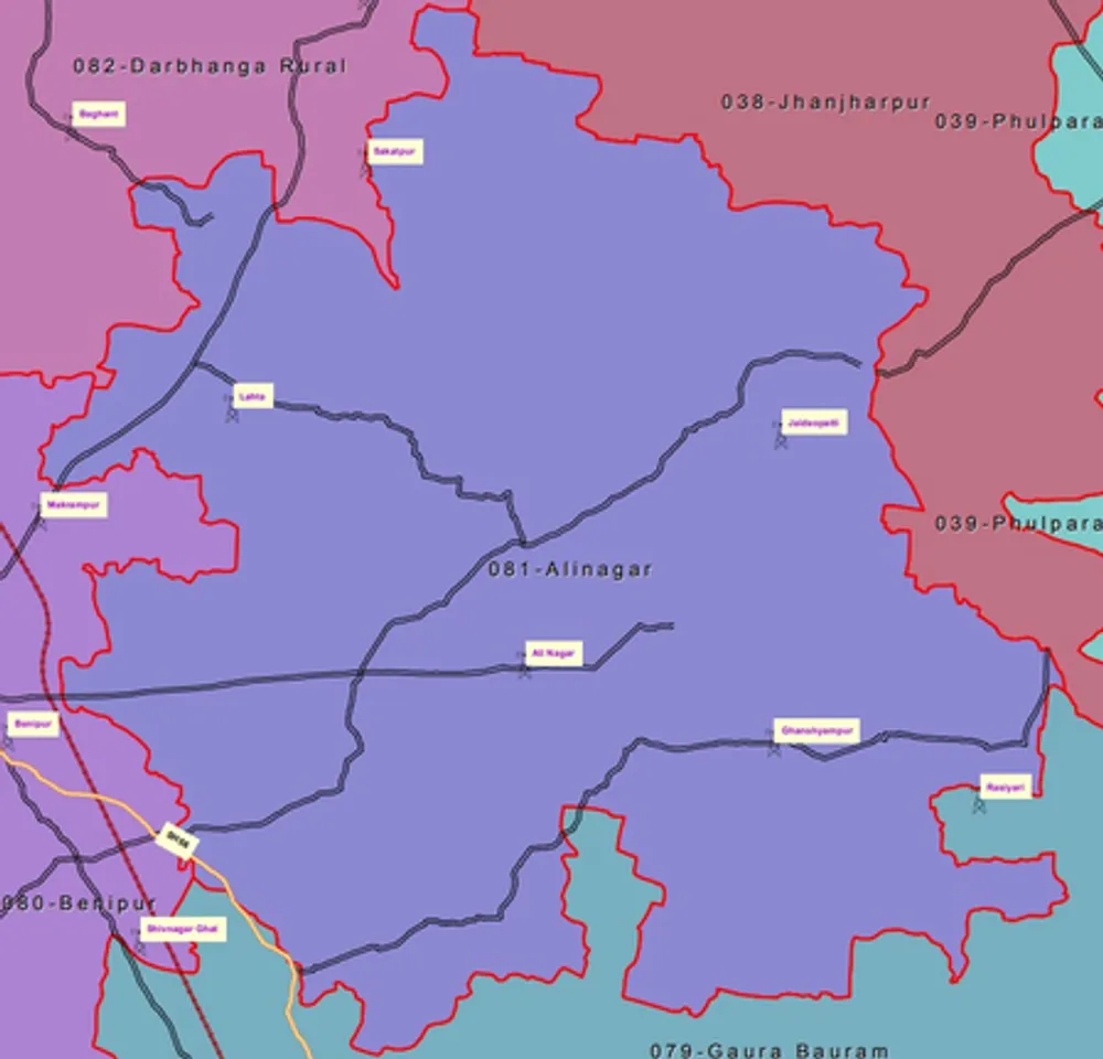 Alinagar Assembly Constituency map (Photo: ceoelection.bihar.gov.in)
