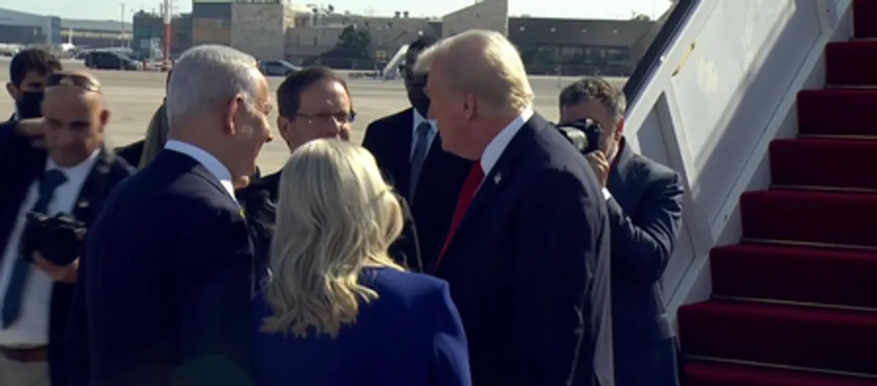 Israel PM Netanyahu and President Herzog welcome US President Trump