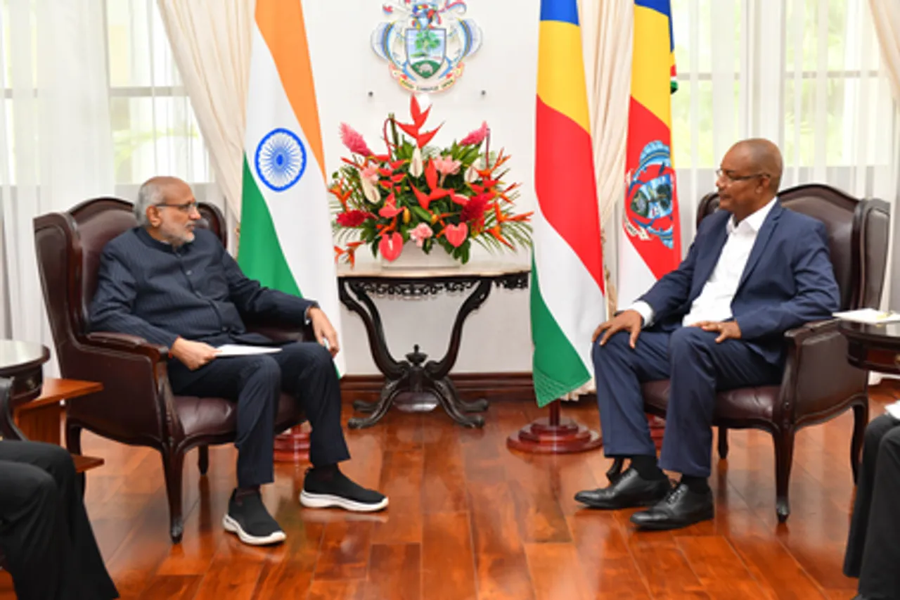 VP Radhakrishnan meets Seychelles Prez in Victoria, discusses bilateral ties