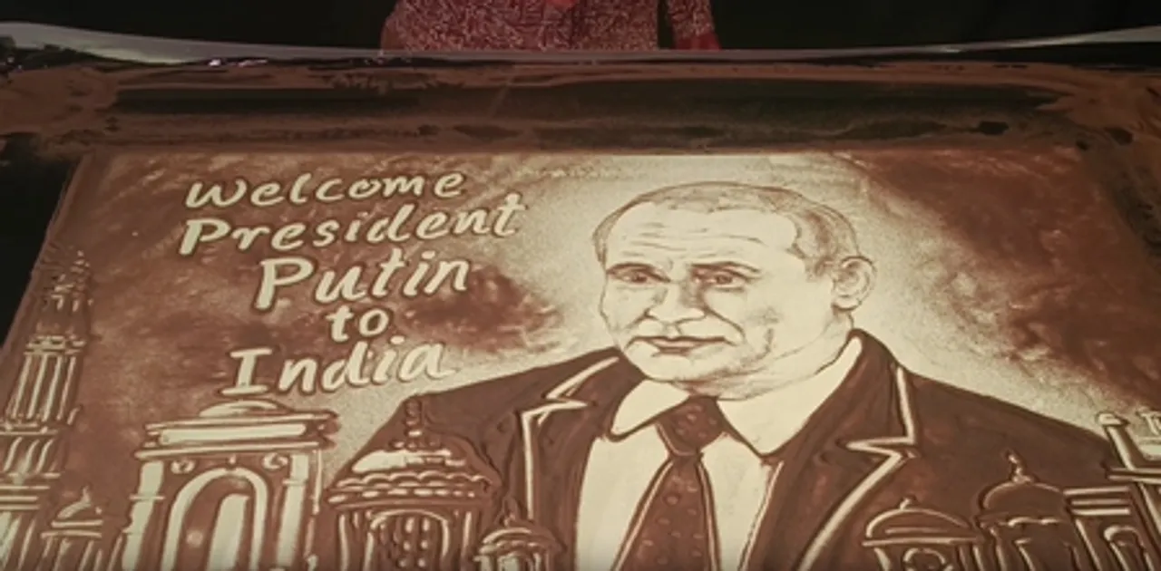 Odisha: Artist Manas Kumar Sahoo creates sand animation to welcome Putin to India