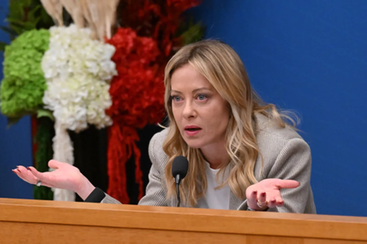 Giorgia Meloni Addresses Press Conference in Rome