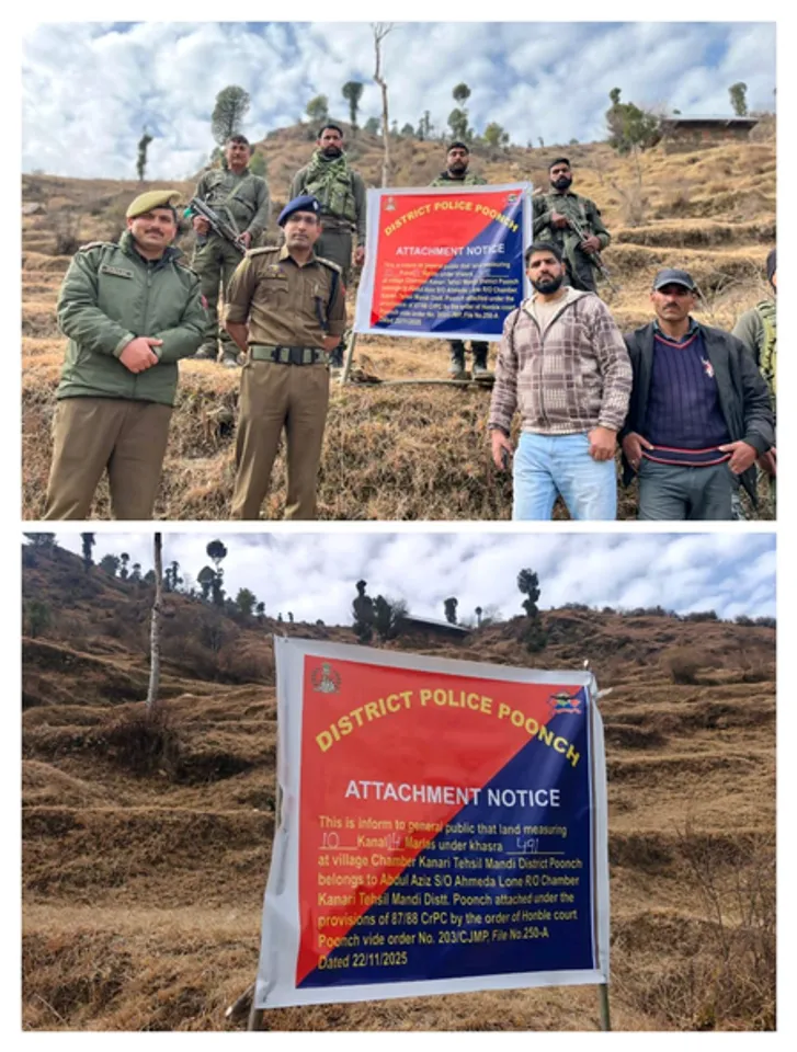 जम्मू-कश्मीर: पुंछ पुलिस ने पाक आतंकी सरकार सरगना की संपत्ति जब्त की