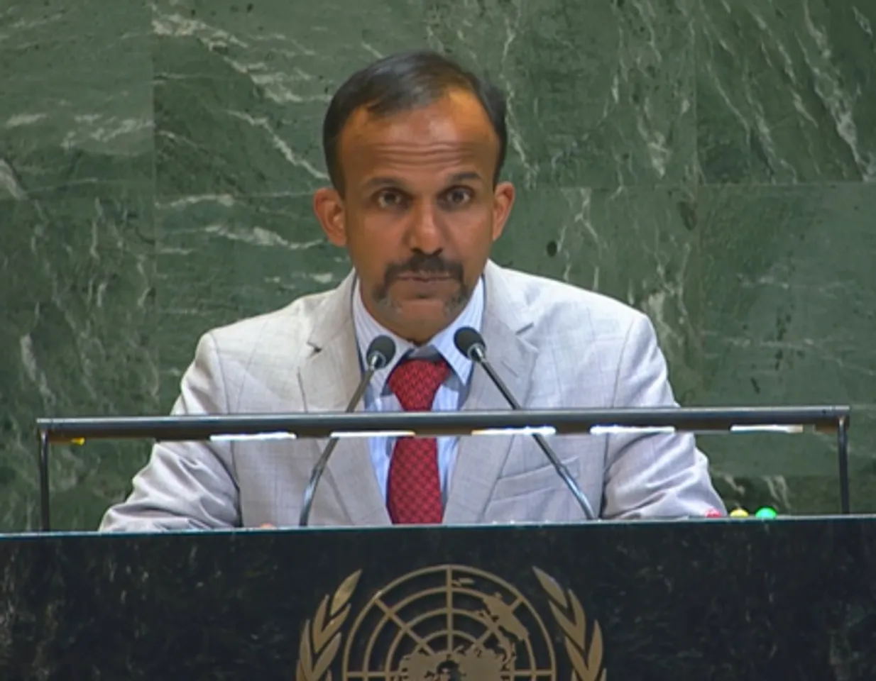 Eldos Punoose, a counsellor at India’s United Nations Mission. Speaks at the General Assembly on Thursday, January 15, 2026. (Photo Source: UN)