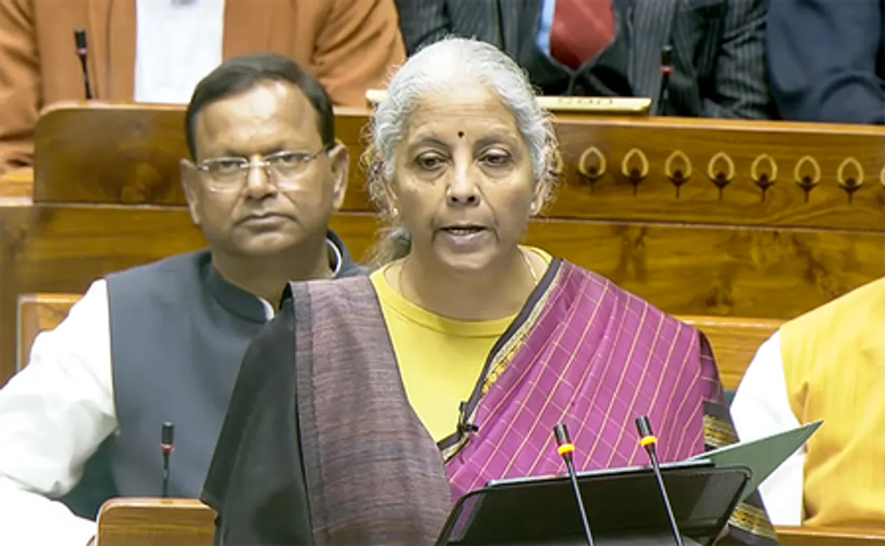 Union Finance Minister Nirmala Sitharaman presents the Union Budget 2026-27 in the Lok Sabha during the Budget Session of Parliament, in New Delhi on Sunday, February 1, 2026. (Photo: IANS/Video Grab/Sansad TV)