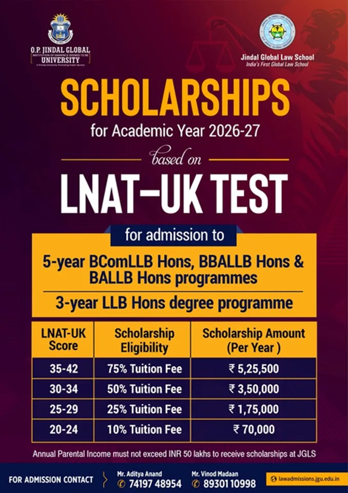 Jindal Global Law School closing early admissions on February 28