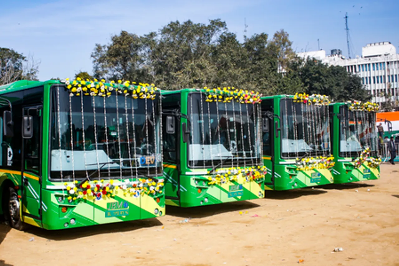 New Delhi: 500 EV Buses Flagged Off at Ramlila Maidan