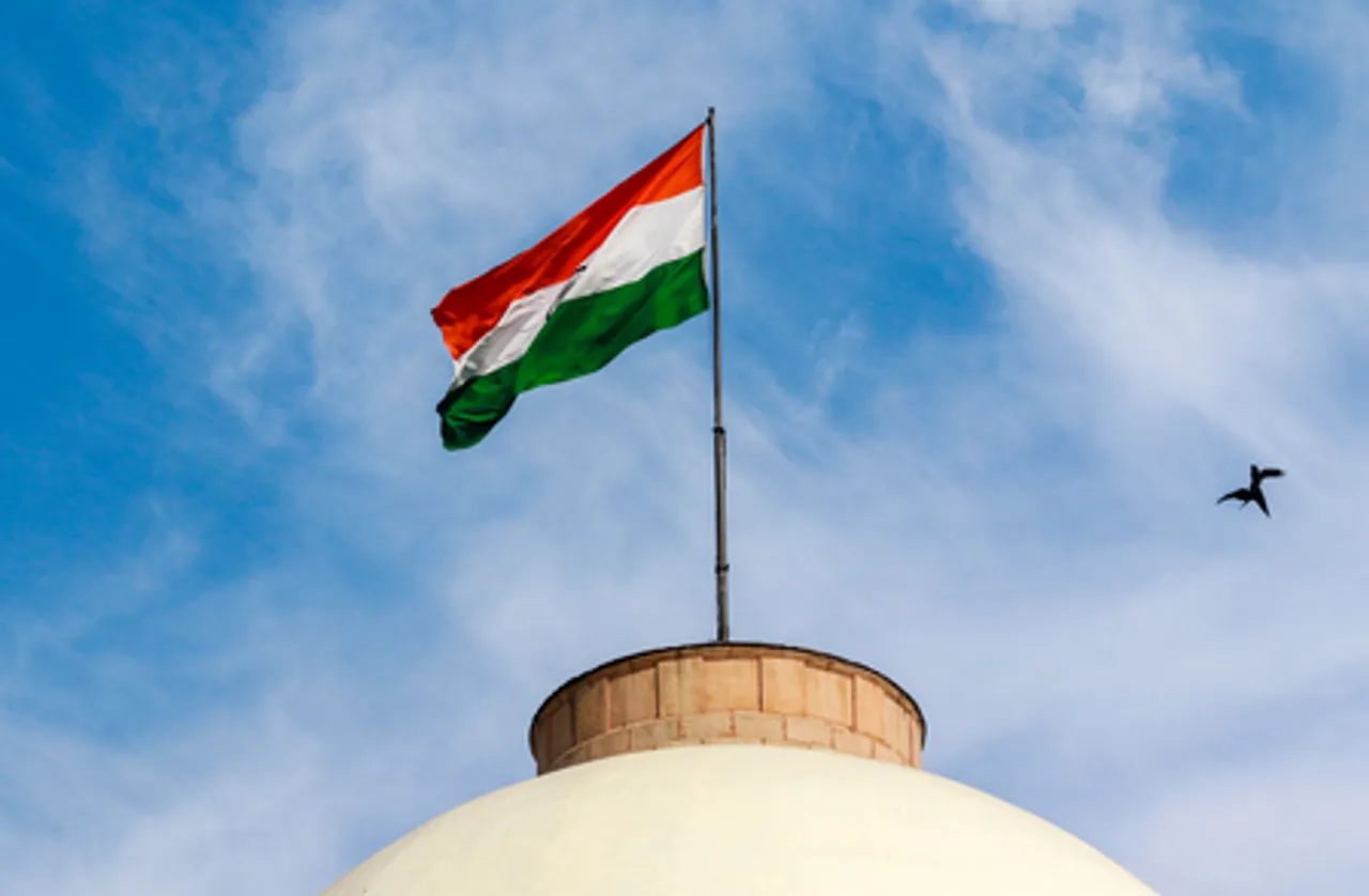 New Delhi: National Flag Flutters Over Hyderabad House
