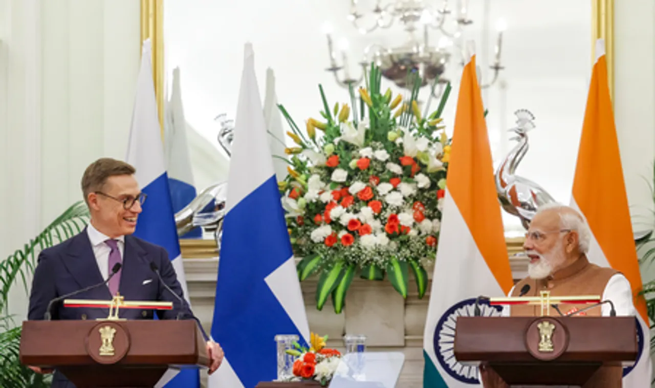 New Delhi: India-Finland Joint Press Meet at Hyderabad House