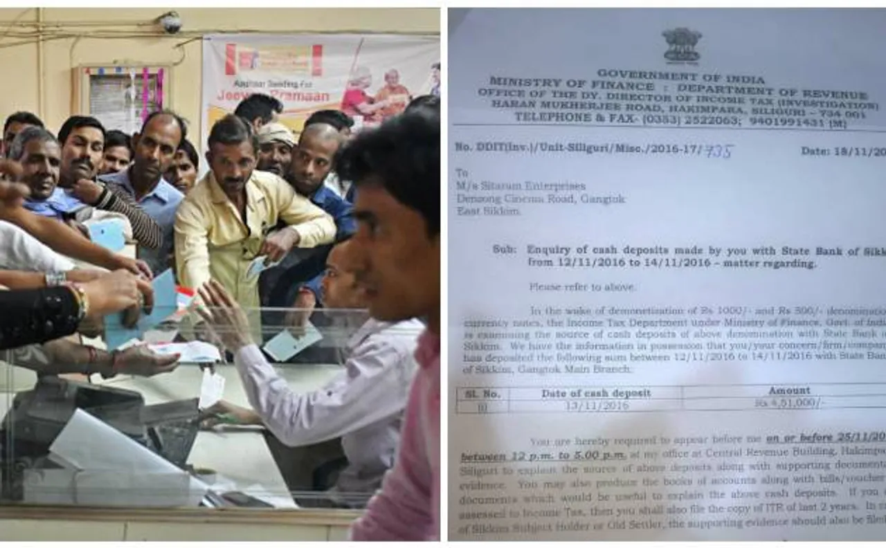 ढाई लाख रुपये से ज्यादा जमा कराने पर इनकम टैक्स विभाग ने सिक्किम की एक एजेंसी को भेजा नोटिस