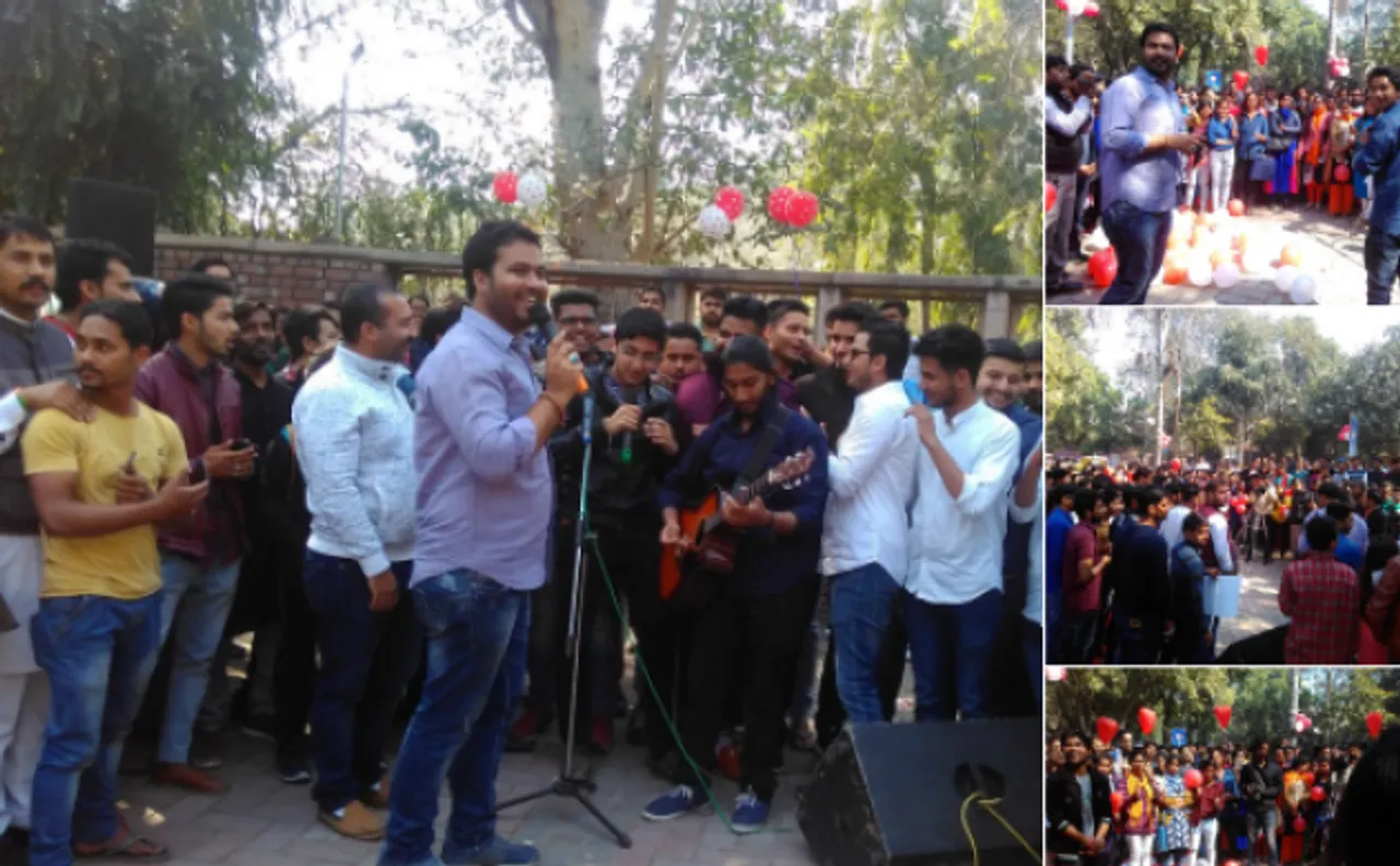 दक्षिणपंथी समूहों के विरोध में NSUI ने DU में की लव परेड