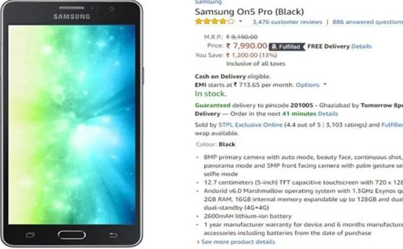 Samsung गैलेक्सी On5 प्रो और गैलेक्सी On7 प्रो पर Amazon दे रही है भारी डिस्काउंट, 714 रुपए महीने देकर खरीद सकते ये फोन