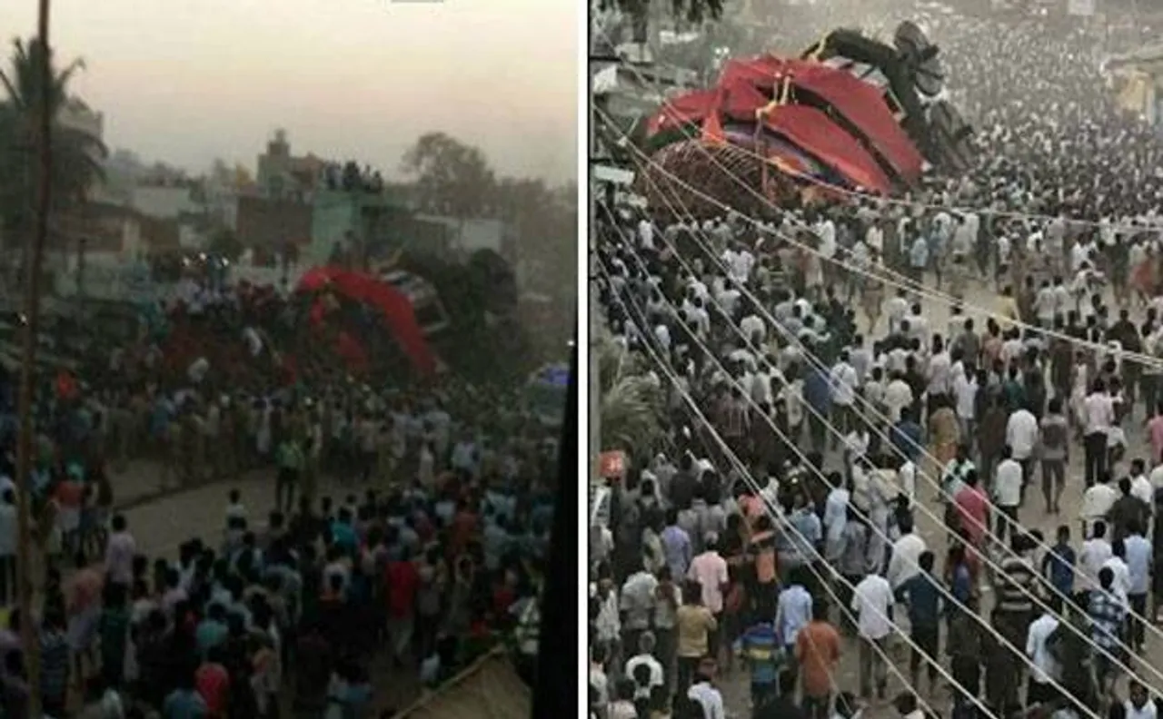 बेल्लारी में कोट्टुरेश्वरस्वामी के रथोत्सव के दौरान पलटा रथ, 6 घायल