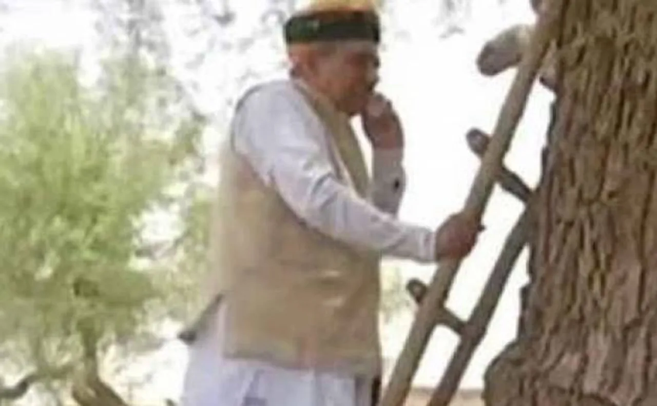 डिजिटल इंडिया ! मोबाइल में नेटवर्क नहीं आया तो पेड़ पर चढ़े मोदी सरकार के मंत्री