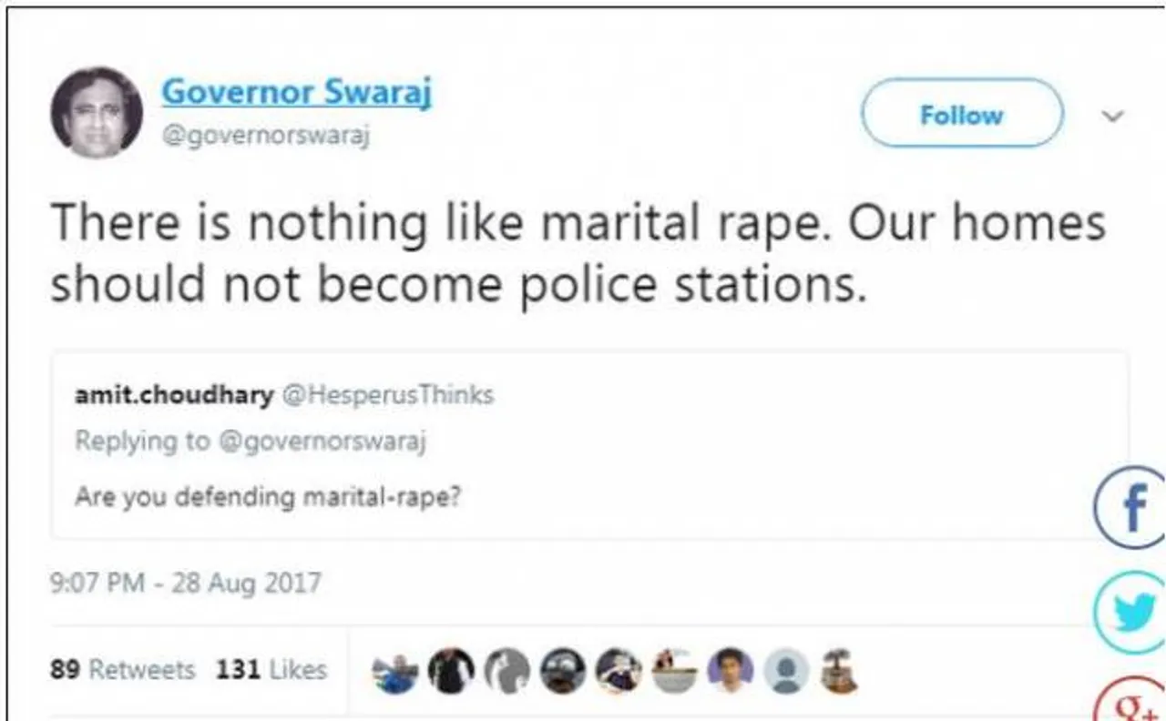 स्वराज कौशल ने कहा- 'मैरिटल रेप' जैसी कोई चीज नहीं, सोशल मीडिया पर हुए ट्रोल