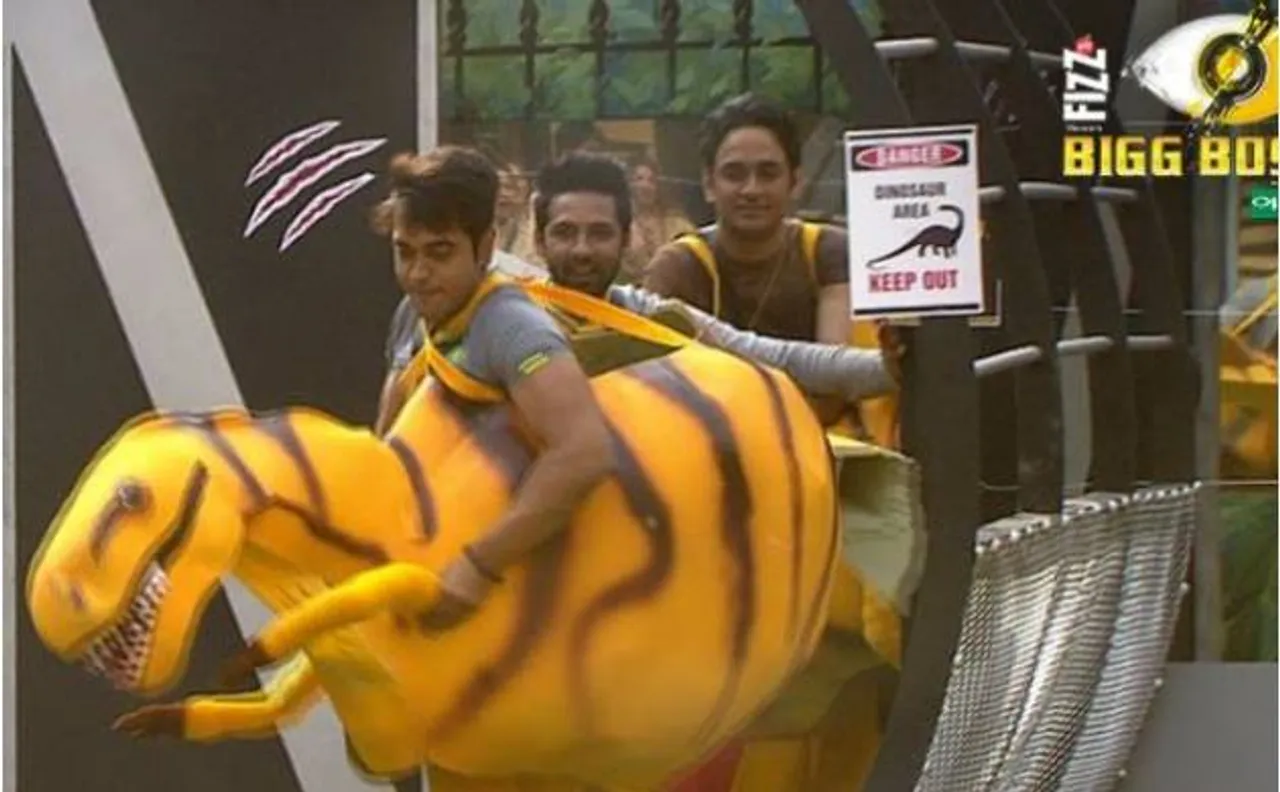 Bigg Boss 11: विकास, लव और पुनीश बने डायनासॉर