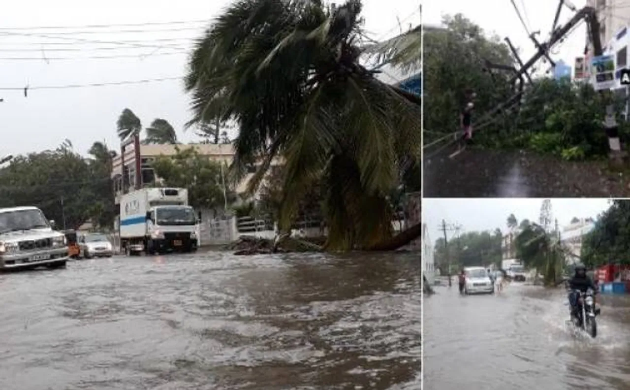 चेन्नई में भारी बारिश और तेज हवा से जनजीवन अस्त- व्यस्त, चक्रवाती तूफान 'ओखी' का भी ख़तरा