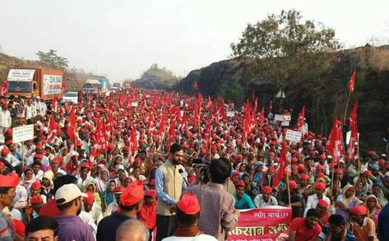 मुंबई के नजदीक कांदिल पहुंची किसान रैली, पूर्ण कर्ज माफी की कर रहे हैं मांग
