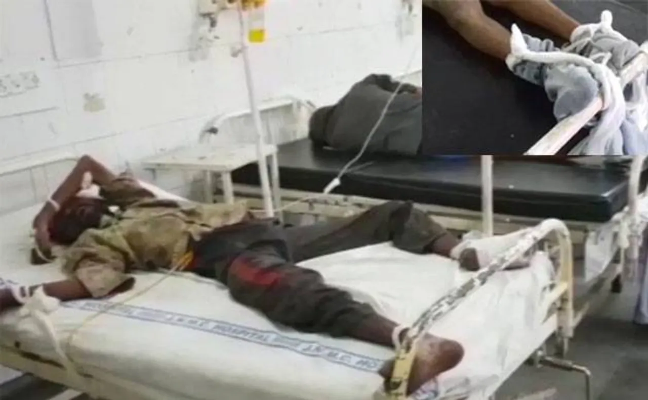 AMU के अस्पताल में बिस्तर से बांधे दो मरीजों के हाथ-पैर, एक की मौत, CMO ने दिया बेतुका बयान