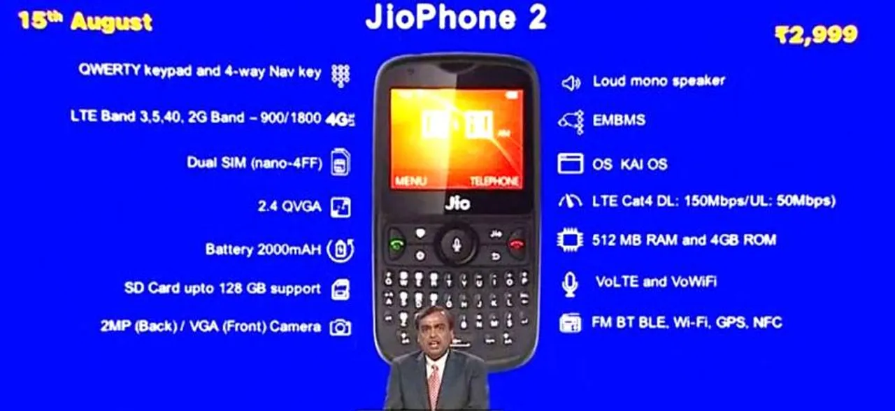 मुकेश अंबानी ने JioPhone 2 किया लॉन्च, जानें कीमत और फीचर्स
