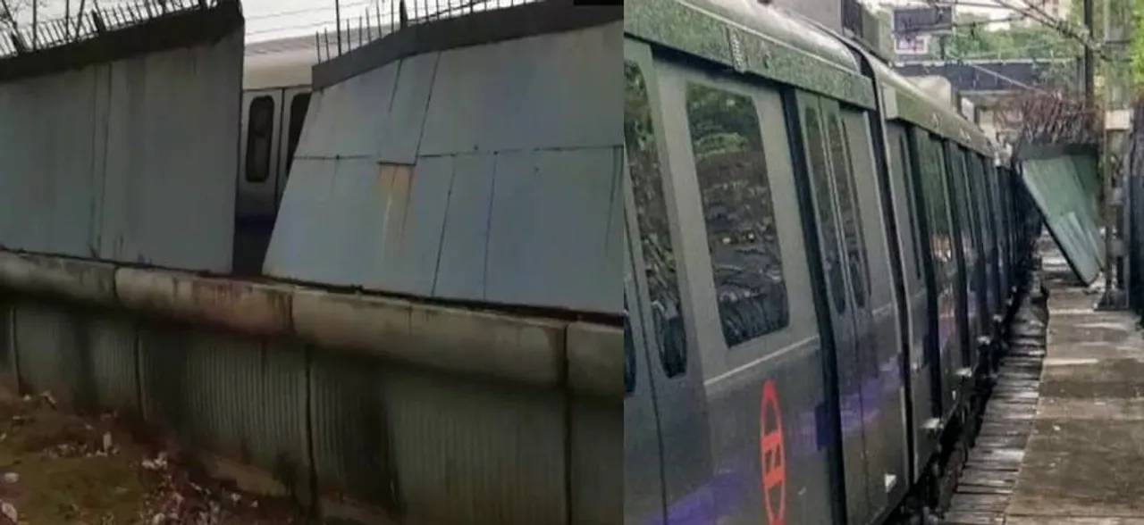 दिल्ली मेट्रो ट्रेन पर गिरी दीवार, वायलेट लाइन पर परिचालन ठप, यात्रियों को भारी परेशानी