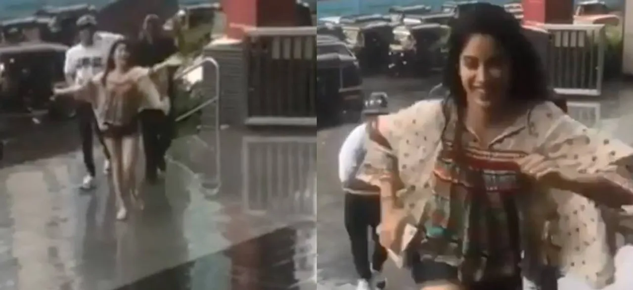 #Dhadak: मुंबई में बारिश के बीच कुछ यूं मस्ती करते हुए नज़र आये जहान्वी और ईशान