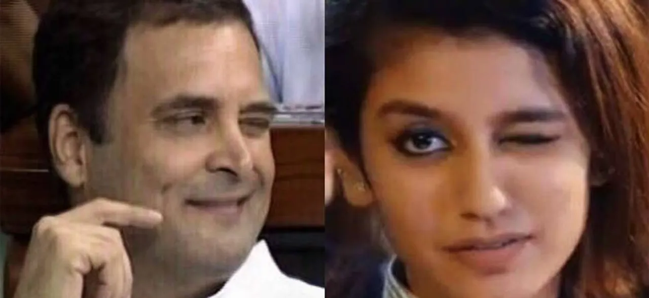 पीएम को 'जादू की झप्पी' देने के बाद राहुल गांधी ने मारी आंख, ट्विटर को कुछ यूं आई प्रिया वारियर की याद